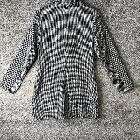 Abercrombie & Fitch Blazer Womens Large Black White Houndstooth Tweed Longline - Picture 7 of 7